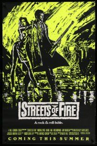1k741 STREETS OF FIRE advance 1sh '84 Walter Hill, cool yellow dayglo Riehm art!