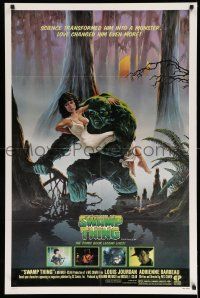 1k750 SWAMP THING 1sh '82 Wes Craven, cool Richard Hescox art of him holding Adrienne Barbeau!