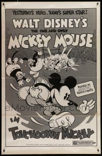 1k788 TOUCHDOWN MICKEY 1sh R74 Walt Disney, great cartoon art of Mickey Mouse playing football!