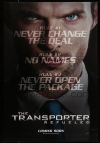 1k796 TRANSPORTER REFUELED teaser DS 1sh '15 great huge close up of Ed Skrein in the title role!