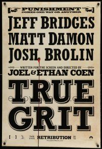 1k800 TRUE GRIT teaser DS 1sh '10 Jeff Bridges, Matt Damon, cool wanted poster design!
