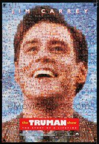 1k803 TRUMAN SHOW teaser DS 1sh '98 really cool mosaic art of Jim Carrey, Peter Weir