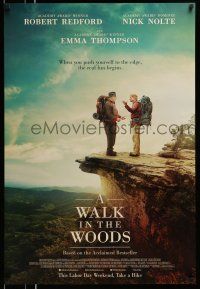 1k818 WALK IN THE WOODS advance DS 1sh '15 Robert Redford and Nick Nolte on edge of cliff!