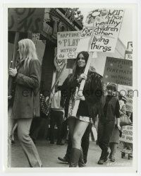 1m130 BABY MAKER 8x10.25 still '70 sexy Barbara Hershey holding sign at anti-war protest!