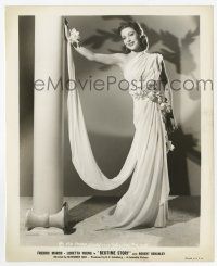 1m148 BEDTIME STORY 8.25x10 still '41 full-length Loretta Young in beautiful gown by column!