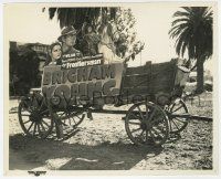 1m179 BRIGHAM YOUNG candid 8x10 still '40 cool image of wagon with standee attached to the side!