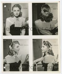 1m449 HOLLYWOOD CANTEEN 8.25x10 still '44 front & back of hair & dress images of Joan Leslie!