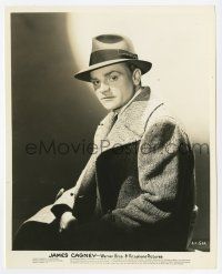 1m509 JAMES CAGNEY 8x10 still '30s great shadowy portrait wearing fedora & trench coat!