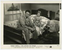 1m544 JUST AROUND THE CORNER 8x10.25 still '38 Shirley Temple looks at sad Charles Farrell on bed!
