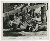 1m705 PANIC IN THE STREETS 8x10.25 still '50 crazed Jack Palance pointing gun at guys under pier!