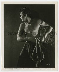 1m725 PRINCE WHO WAS A THIEF 8.25x10 still '51 c/u of barechested Tony Curtis holding rope!