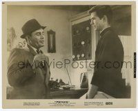 1m731 PSYCHO 8x10 still '60 Hitchcock, Martin Balsam quizzes Anthony Perkins at the Bates Motel!