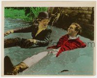1m065 REMEMBER color 8x10 still '39 Greer Garson & Robert Taylor laughing in a pool of water!