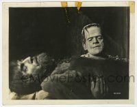 1m835 SON OF FRANKENSTEIN 8x10.25 still '39 c/u of monster Boris Karloff holding Bela Lugosi!