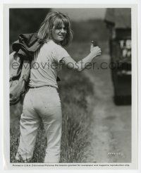 1m914 THREE INTO TWO WON'T GO 8x10 still '69 Judy Geeson hitching a ride in the traditional manner!