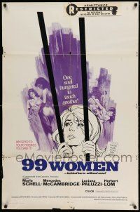 1p013 99 WOMEN 1sh '69 Jess Franco's 99 Mujeres, they're behind bars without men, sexy art!