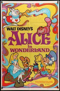 1p028 ALICE IN WONDERLAND 1sh R81 Walt Disney Lewis Carroll classic, cool psychedelic art