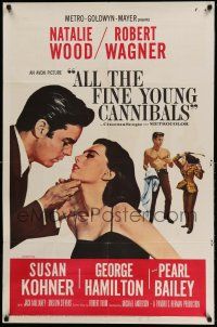 1p033 ALL THE FINE YOUNG CANNIBALS 1sh '60 art of Robert Wagner about to kiss sexy Natalie Wood!
