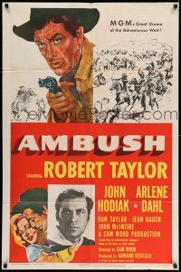 1p037 AMBUSH 1sh '50 Robert Taylor, Arlene Dahl, John Hodiak, cowboys & Indians!