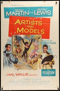 1p052 ARTISTS & MODELS 1sh '55 Dean Martin & Jerry Lewis, Shirley MacLaine