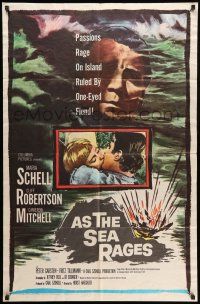 1p053 AS THE SEA RAGES 1sh '60 Maria Schell, Cliff Robertson, cool ocean artwork!