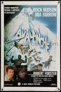 1p058 AVALANCHE 1sh '78 Roger Corman, Rock Hudson & Mia Farrow, wild mountain art!