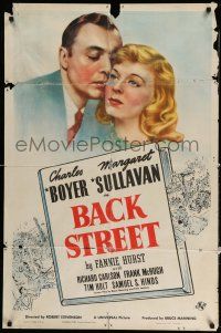 1p062 BACK STREET style D 1sh '41 Charles Boyer & Margaret Sullavan, written by Fannie Hurst!