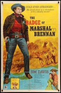 1p064 BADGE OF MARSHAL BRENNAN 1sh '57 Jim Davis & Grand Ol' Opry star Carl Smith!
