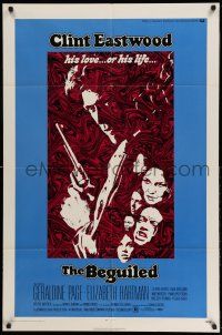 1p082 BEGUILED 1sh '71 cool psychedelic art of Clint Eastwood & Geraldine Page, Don Siegel