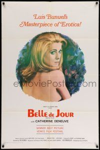 1p084 BELLE DE JOUR 1sh '68 Luis Bunuel, close up art of sexy naked Catherine Deneuve!