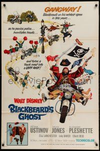 1p103 BLACKBEARD'S GHOST 1sh '68 Walt Disney, artwork of wacky invisible pirate Peter Ustinov!
