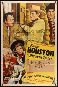 1p116 BORDER ROUNDUP 1sh '42 George Houston as The Lone Rider with sidekick Fuzzy St. John!