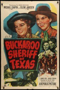 1p140 BUCKAROO SHERIFF OF TEXAS 1sh '51 Michael Chapin & Eilene Janssen, the Rough-Ridin Kids!