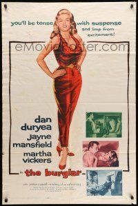 1p144 BURGLAR 1sh '57 sexy luscious blonde Jayne Mansfield will make you limp from excitement!