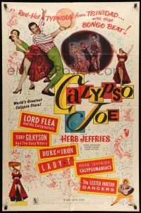 1p153 CALYPSO JOE 1sh '57 Herb Jeffries, sexy Angie Dickinson, bongo beat, cool images!