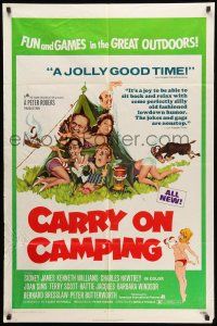 1p161 CARRY ON CAMPING 1sh '71 AIP, Sidney James, English nudist sex, wacky camping artwork!