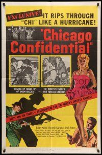 1p176 CHICAGO CONFIDENTIAL 1sh '57 puts the finger on the B-girls and the heat on the hoods!