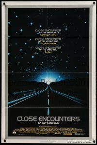 1p187 CLOSE ENCOUNTERS OF THE THIRD KIND 1sh '77 Spielberg's sci-fi classic, silver border design