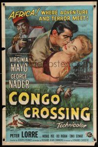 1p198 CONGO CROSSING 1sh '56 art of Peter Lorre pointing gun at Virginia Mayo & George Nader