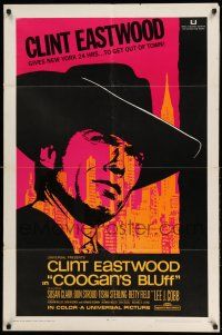 1p200 COOGAN'S BLUFF 1sh '68 art of Clint Eastwood in New York City, directed by Don Siegel!