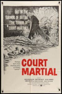 1p208 COURT MARTIAL 1sh '62 Kriegsgericht, World War II, cool exploding battleship art!
