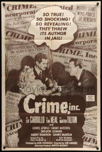 1p212 CRIME INC. 1sh R51 Tom Neal, the book that aroused the wrath of the nation!