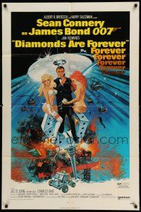 1p253 DIAMONDS ARE FOREVER 1sh '71 art of Sean Connery as James Bond 007 by Robert McGinnis!