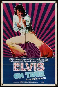 1p287 ELVIS ON TOUR int'l 1sh '72 classic artwork of Elvis Presley singing into microphone!