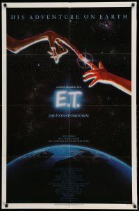 1p279 E.T. THE EXTRA TERRESTRIAL studio style 1sh '82 Drew Barrymore, Steven Spielberg, Alvin art!