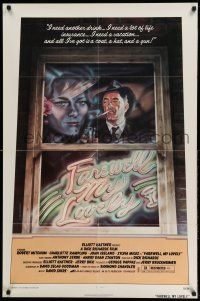1p304 FAREWELL MY LOVELY 1sh '75 cool David McMacken artwork of Robert Mitchum smoking in window!