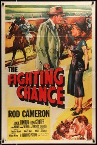 1p319 FIGHTING CHANCE 1sh '55 Rod Cameron gambles at horse racing, hot Julie London!
