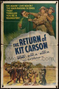1p320 FIGHTING WITH KIT CARSON 1sh R47 Johnny Mack Brown, serial, Tully Marshall!