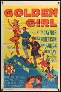 1p389 GOLDEN GIRL 1sh '51 art of sexy Mitzi Gaynor, Dale Robertson & Dennis Day!