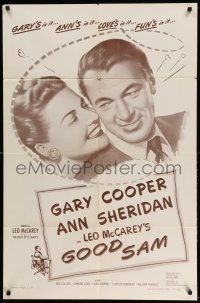 1p395 GOOD SAM 1sh R57 great art of Gary Cooper & sexy Ann Sheridan spilling coffee!